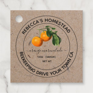 Étiquettes Cadeau Orange Marmalade Kraft Papier de canne Jar