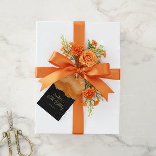 Étiquettes-cadeau Orange Or Glitter Marbre Aquarelle