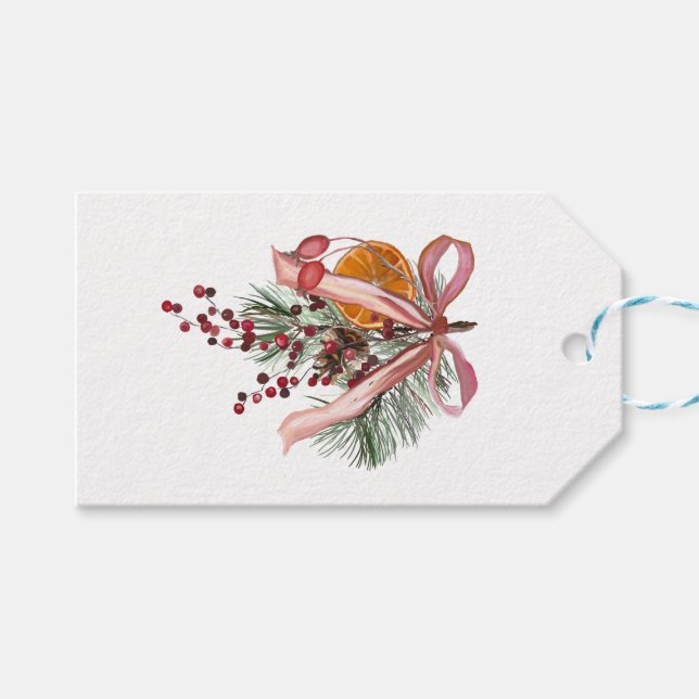 Étiquettes-cadeau Orange Pine Garland (Devant (Horizontal))