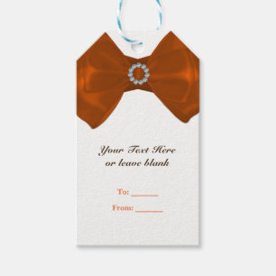 Étiquettes-cadeau Orange ruban Bow & Diamonds Fête des mariées Éléga