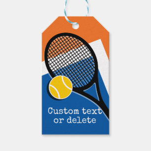 Étiquettes-cadeau Orange - terrain de tennis bleu, personnalisable
