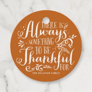 Étiquettes Cadeau Orange toujours remerciant Citation Thanksgiving