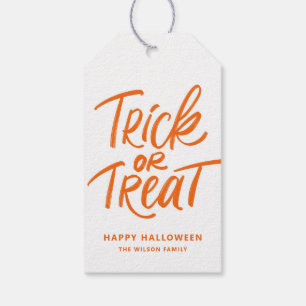 Étiquettes-cadeau Orange Trick ou Treat Halloween à la main