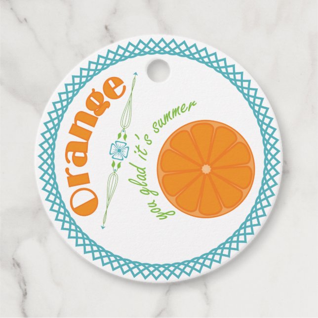 Étiquettes Cadeau Orange You Glad It's Summer Fun Fruit Thème (Devant)