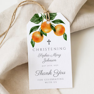 Étiquettes-cadeau Oranges botaniques modernes Fille Christening