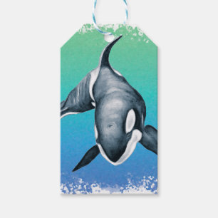Étiquettes-cadeau Orca Whale cristal Turquoise