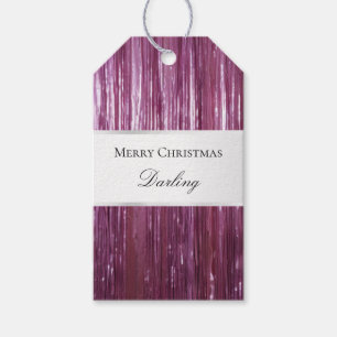 Étiquettes-cadeau Orchidée violette Blanc Glam Tinsel Stripes Tags c