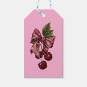 Étiquettes-cadeau Oreiller lombaire à ruban rose Coquette Cherry