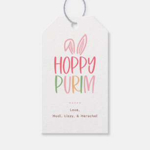 Étiquettes-cadeau Oreilles de lapin de Pourim joyeux