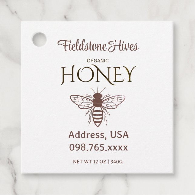 Étiquettes Cadeau Organic honey bee queen  (Devant)