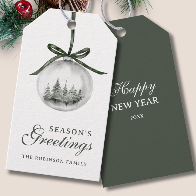 Étiquettes-cadeau Ornement d'aquarelle de Noël Joyeuses Fêtes (Créateur téléchargé)
