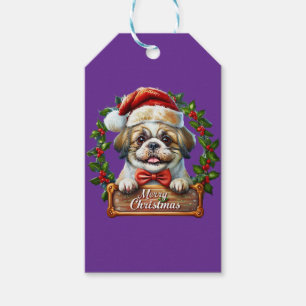 Étiquettes-cadeau Ornement de Noël du chien mignon - Joyeux Noël
