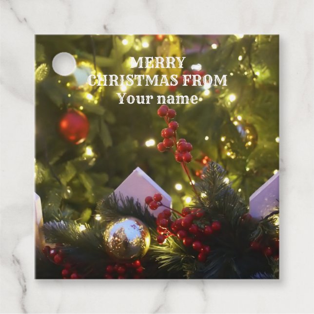 Étiquettes Cadeau Ornements de Noël (Devant)