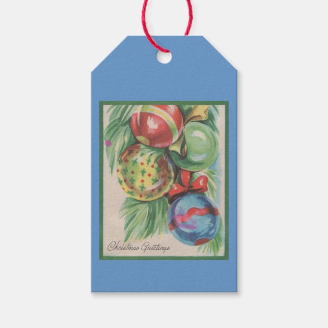 Étiquettes-cadeau Ornements de Noël des années 1940 (Devant)