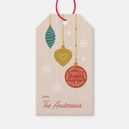 Étiquettes-cadeau Ornements de Noël modernes personnalisables