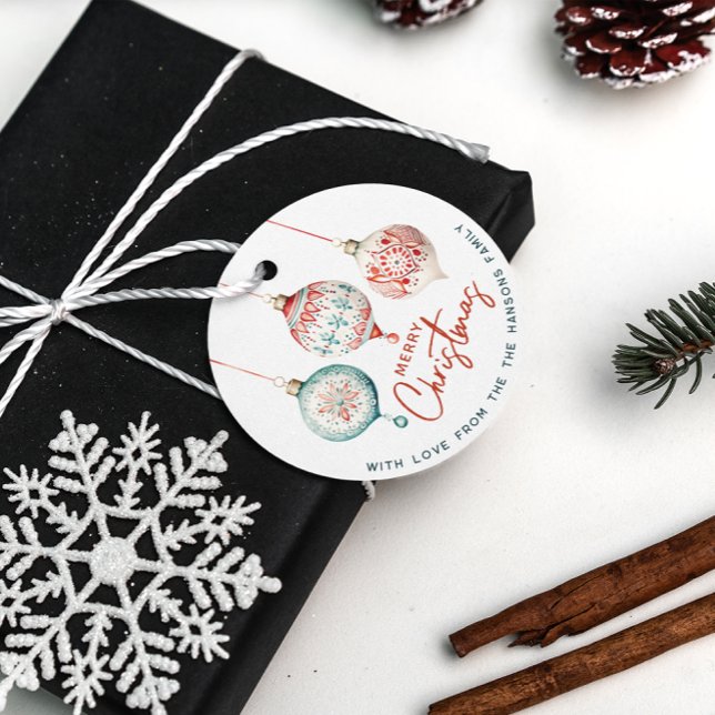 Étiquettes Cadeau Ornements modernes de style nordique Joyeux Noël (Créateur téléchargé)