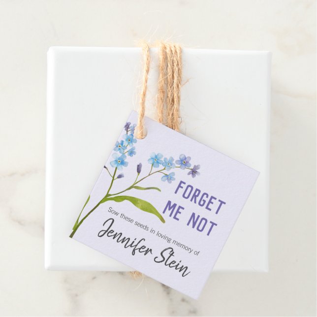 Étiquettes Cadeau Oubliez-moi de ne pas fleur semence funéraire mémo (En situation)