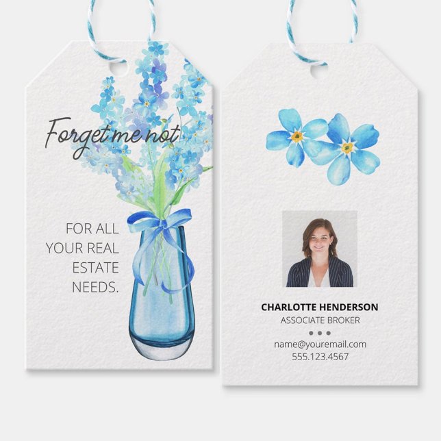 Étiquettes-cadeau Oubliez Moi Pas Fleurs Client Immobilier (Créateur téléchargé)