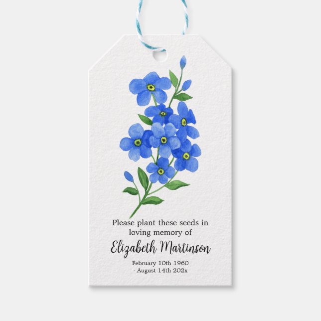 Étiquettes-cadeau Oubliez-moi pas Funeral Memorial Seed Packet (Devant)