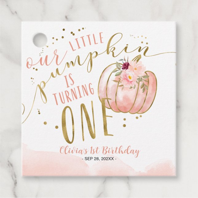 Étiquettes Cadeau Our Little Pumpkin Is Turning One 1st Birthday (Devant)