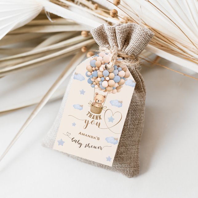 Étiquettes-cadeau Ours Attendre à peine Garçon Shower Merci (Créateur téléchargé)