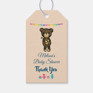 Étiquettes-cadeau Ours Brown mignon avec Baby shower Fleur Jaune