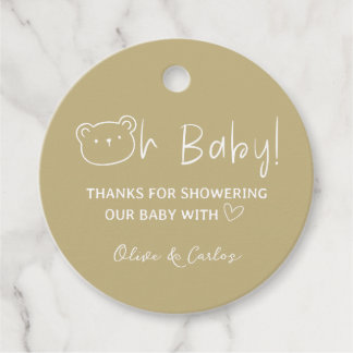 Étiquettes Cadeau Ours de bébé et Baby shower de Merci du coeur