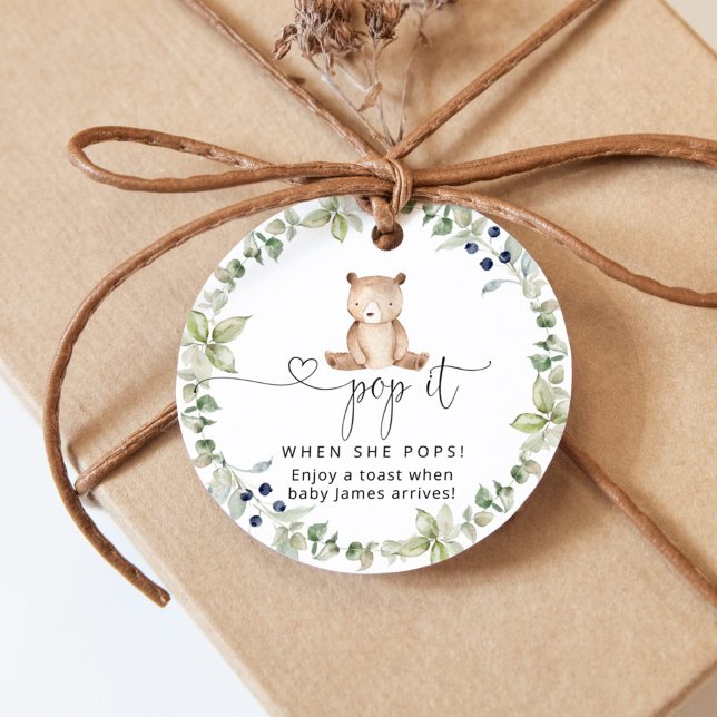 Étiquettes Cadeau Ours d'eucalyptus Pop-le quand elle fait baby show (Créateur téléchargé)