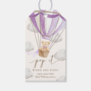 Étiquettes-cadeau Ours en peluche Bearly Wait lilas Pop It Quand ell