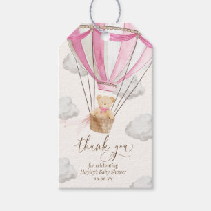 Étiquettes-cadeau Ours en peluche Bearly Wait Rose Remerciement Baby