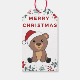 Étiquettes-cadeau Ours Joyeux Noël Animaux d'hiver Ours Balise cadea