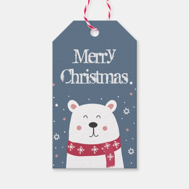 Étiquettes-cadeau Ours polaire doux avec écusson (Devant)