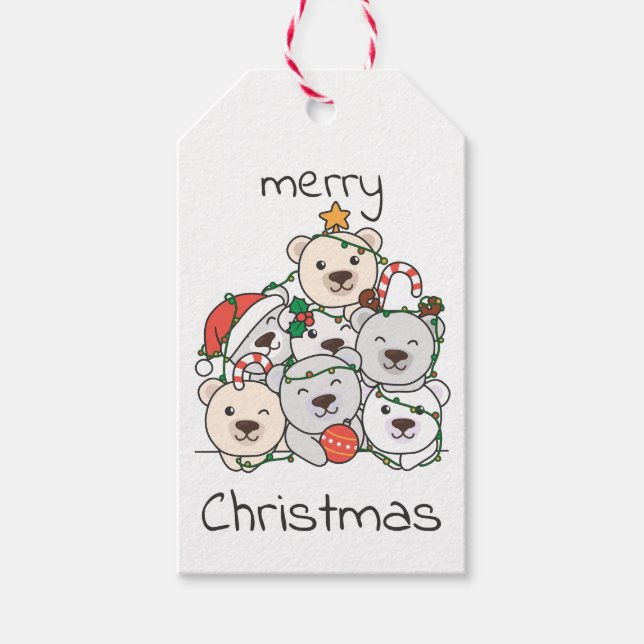 Étiquettes-cadeau Ours polaire Noël Arbre drôle Animal Noël (Devant)