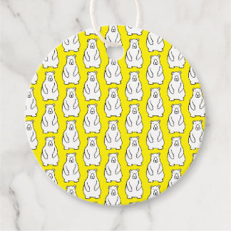 Étiquettes Cadeau Ours Polaires Grizzly de Dessin Animé Drôle Jaune