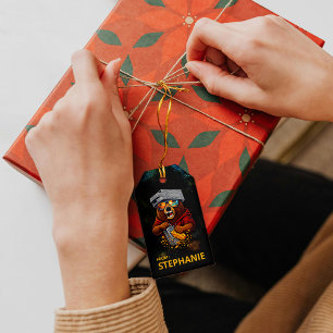 Étiquettes-cadeau Ours Rétro Avec Chapeau Râpe À Fromage Et Lunettes