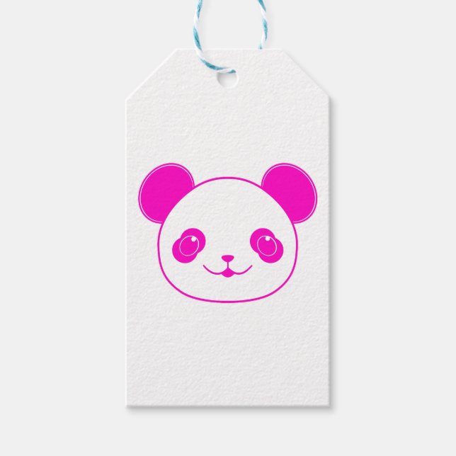 Étiquettes-cadeau Ours rose Kawaii Panda (Devant)