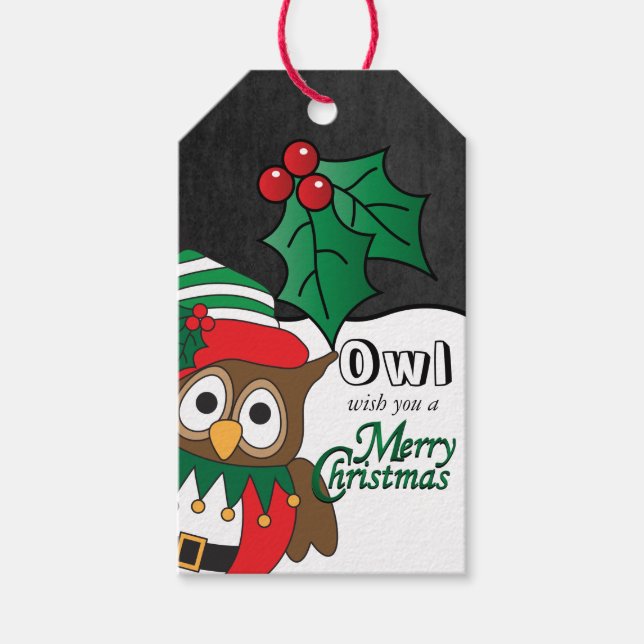 Étiquettes-cadeau Owl Vous souhaite un joyeux Noël (Devant)