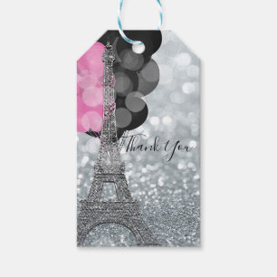Étiquettes-cadeau Paillettes Argentées & Ballons Paris Tour Eiffel F