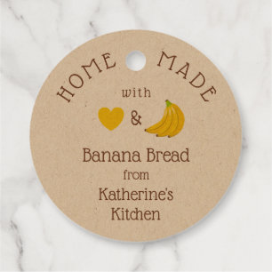 Étiquettes Cadeau Pain à la banane maison personnalisé Kraft rustiqu