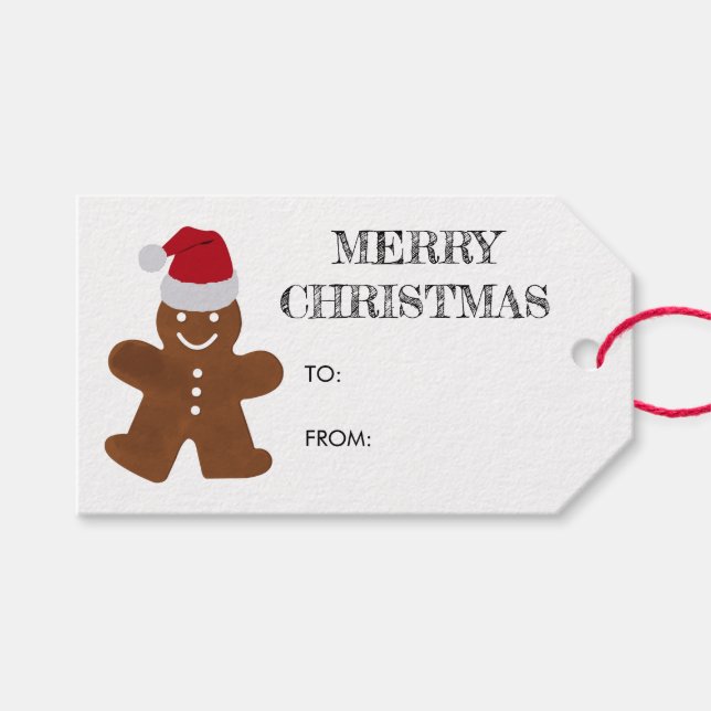 Étiquettes-cadeau Pain d'épices de Noël Homme Cookies de vacances (Devant (Horizontal))
