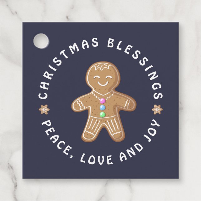 Étiquettes Cadeau Pain d'épices Homme Cookie Bénédictions Paix Amour (Devant)