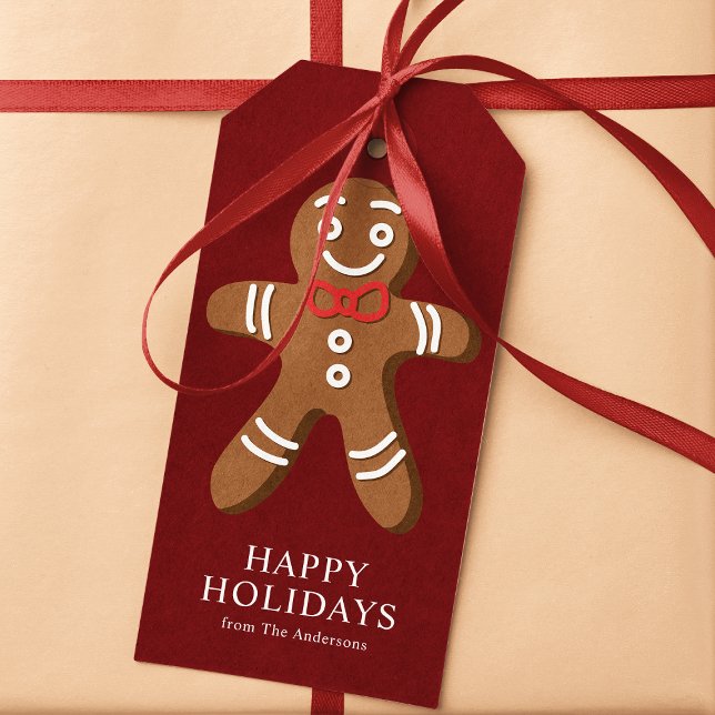 Étiquettes-cadeau Pain d'épices Homme Noël rouge (Créateur téléchargé)