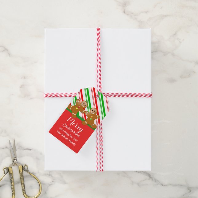 Étiquettes-cadeau Pain d'épices Noël (Avec de la ficelle)
