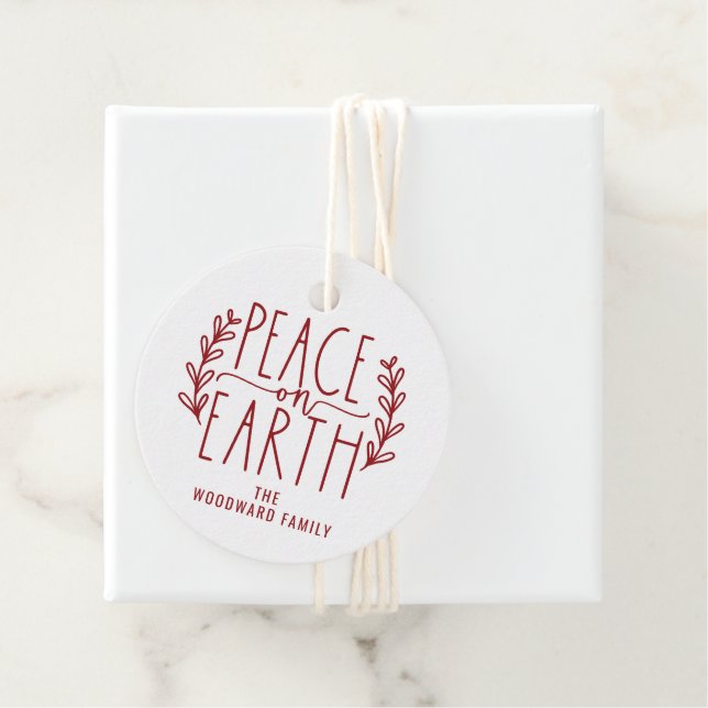 Étiquettes Cadeau Paix sur Terre Noël Fêtes Personnalisées (En situation)