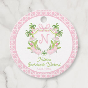 Étiquettes Cadeau Palm Beach Monogram Crest Bachelorette Week-end