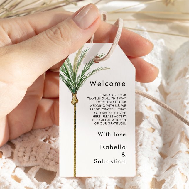 Étiquettes-cadeau Palm Tree Destination Mariage Bienvenue (Créateur téléchargé)