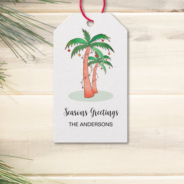 Étiquettes-cadeau Palmiers Joyeuses Fêtes (Créateur téléchargé)