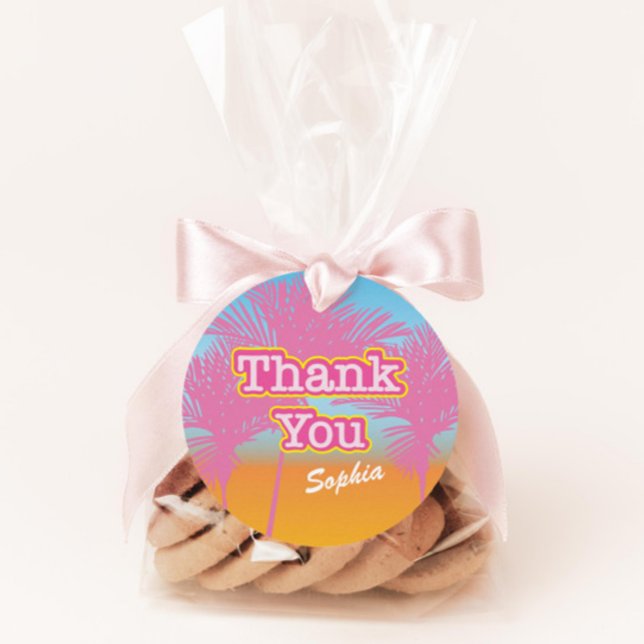 Étiquettes Cadeau Palmiers roses Merci (Créateur téléchargé)