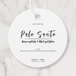 Étiquettes Cadeau Palo Santo Minimaliste Fumigation Moderne Mariage