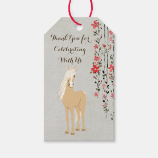 Étiquettes-cadeau Palomino Pony et Fleurs Cheval Anniversaire Favori